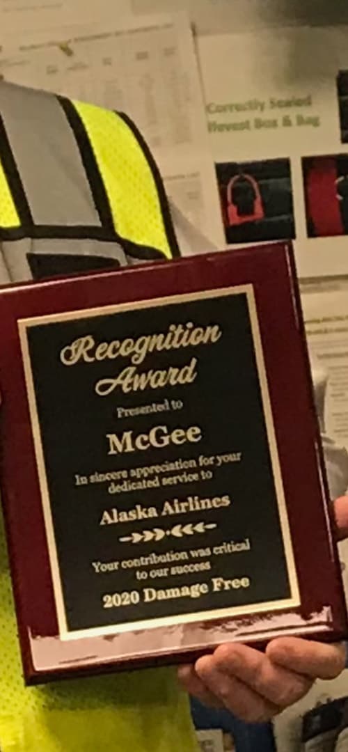 SFO McGee recognized for “Damage Free” 2020 by Alaska Airlines
